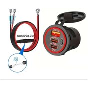 Resim Globalbloom Kırmızı Işıklı Triple Port Hızlı Araç Şarj Cihazı Type C Pd 30 Qc 30 Düğmeli 12v 24v 