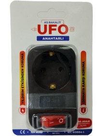 Resim As Bakalit UFO Tekli Akım Korumalı Anahtarlı Priz Siyah 3500W 16A 