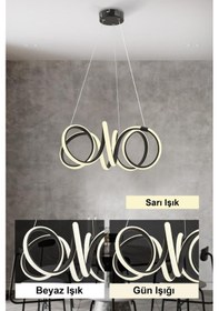 Resim İstanbul Avize Delux Siyah Ledli Modern Led Avize Siyah 