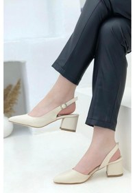 Resim Ayakcenter 24-590 Krem-cilt Ayışığı 6cm Topuklu Kadın Ayakkabı 001 