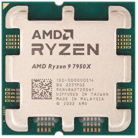 Resim AMD Ryzen 9 7950X 4.5 GHz 16 Çekirdek 80MB Cache AM5 Soket 5nm Tray İşlemci 