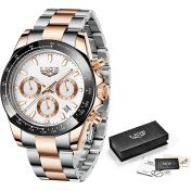 Resim Hanyang Altın Beyaz 2021 Lıge Yeni Spor Erkek Izle Iş Paslanmaz Çelik Saatler Erkekler Için Su Geçirmez Erkek Kuvars Saatı Reloj Hombre + Kutu (Yurt Dışından) 