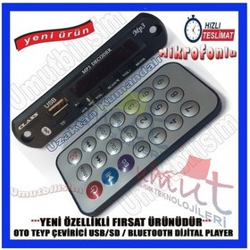 Resim Bluetoothlu Araç Oto Teyp Aux Usb Sd Tf Çevirici Dönüştürücü 12v N11.285 