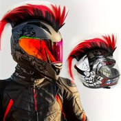 Resim Motosiklet ve Bisiklet Kaskı Mohawk Peruk - Dayanıklı Polyester Lif, Yapışkanlı Bağlantı, Yüksek Görünürlük, Sürüş ve Cosplay için Evrensel Uyum Kask Aksesuarı 