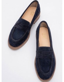 Resim Luvi Shoes Pline Lacivert Süet Hakiki Deri Kadın Loafer Ayakkabı Lacivert 