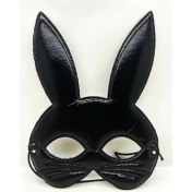 Resim Siyah Renk Kumaş Malzemeden Imal Eva Tavşan Maskesi 
