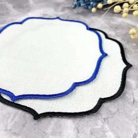 Resim Weare2 Mavi ve Siyah Renkli Nakışlı 2'li Kokteyl Peçetesi 