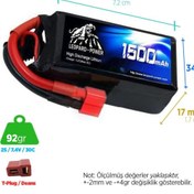 Resim Leopard Power 1500 Mah 7.4v 2s 30c Lityum Polimer Lipo Batarya Pil T Plug 