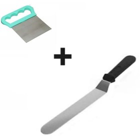 Resim fantastik store 2li Set Hamur Şekillendirici Eğik Pasta Spatulası ve Metal Hamur Kesici Kazıyıcı Spatula - Lisinya 