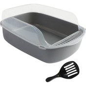 Resim Homyl Kedi Kumu Kutusu Küçük Evcil Hayvanlar Için Gri 