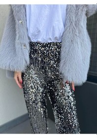 Resim Keymoda Kadın Pullu Pantolon Gümüş Siyah 