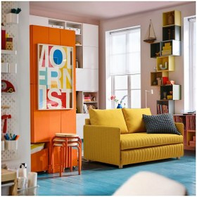 Resim IKEA 2'li yataklı kanepe sarı, 119 cm kolayca yatağa dönüşür aynı hızla tekrar kanepeye dönüşür 