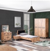 Resim Atlantik Genç Odası Takımı - Dolap, Karyola, Şifonyer, Komodin- (422638058) Ceviz 
