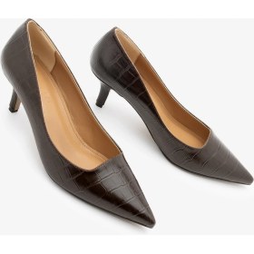 Resim Marjin Kadın Stiletto Croco Desenli Topuklu Ayakkabı Olfin Kahve Croco 