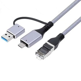 Resim Coverzone USB 3.0 & Type-C Gigabit Ethernet Adaptörü 1000 Mbps RJ45 Kablolu İnternet Dönüştürücü USB-A USB-C Uyumlu Laptop Tablet PC İçin Yüksek Hızlı Ağ Adaptörü | ZR1159 