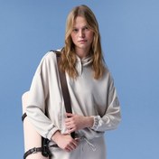 Resim Amari Bej Kadın Deri Detaylı Kapüşonlu Sweatshirt 