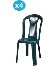 Resim Omnipazar Mt-gf187 Agosto Plastik Bahçe Balkon Sandalye 4'lü Set Yeşil 