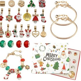 Resim 24 Gün Geri Sayım Takvimi Noel Advent Tatil Sürpriz Kör Kutu Altın Set Yaratıcı Bilezik Takı Noel si Kör Kutu Şekli 