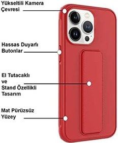 Resim KZY İletişim Samsung Galaxy M32 ile Uyumlu Kapak Standlı El Tutacaklı Silikon Kılıf - Siyah 