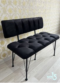 Resim Yirmi15 Metal Ayaklı Metal Alt Kasalı Modern Sırtlı Bench Sırtlı Bank Siyah Bench Black Bench 