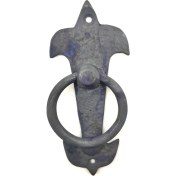 Resim Antika Tarz Dekoratif Pirinç Lale Kapı Halkası - 165X70MM, Oksit 