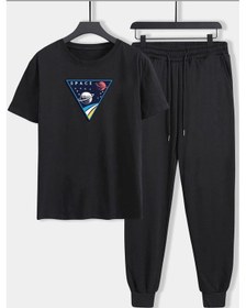Resim Unisex Space Baskılı 2'li Eşofman Takımı Siyah 