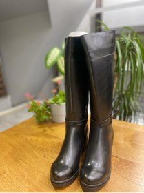 Resim Agora Shoes Siyah Cilt Topuklu Kemer Aksesuarlı Kadın Çizme Czb0001 
