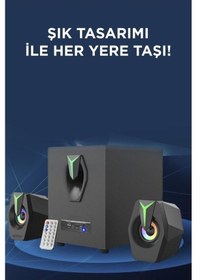 Resim D38 Bluetooth Hoparlör 2 İn1 Subwoofer Rgb Işıklı Bilgisayar Hoparlörü Speaker 