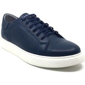 Resim Luis Figo Hakiki Deri Ortopedik Erkek Rahat Günlük Büyük Numara Sneaker Ayakkabı 40-50 Lacivert 