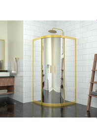 Resim Tekno Duş Gold Orion 6mm Reflekte Cam Oval Duşakabin Beyaz - Şeffaf 