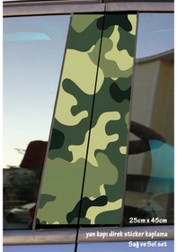 Resim Yeşil Kamuflaj Desenli Asker Uniforma Oto Folyo Baskı Kaplama Araba Kapı Sticker Set 