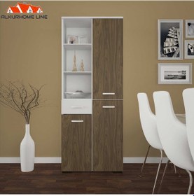 Resim Modilayn Cevher Mutfak 3 Kapaklı Tek Çekmeceli Çok Amaçlı Mutfak Dolabı Ceviz, Beyaz Beyaz 