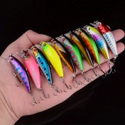 Resim 10 Parça Minnow Balıkçılık Yemi Seti 5.5cm, 6.4g Tatlı Su ve Tuzlu Su İçin Sert Yem Crankbait'ler, ABS Malzeme - Kırmızı Balık, Bas, Muskellunge, Yayın Balığı, Alabalık, Uskumru, Çipura ve Daha Fazlası İçin Çok Türlü Kancalar 