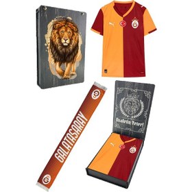 Resim Galatasaray Lisanslı 2025/26 Parçalı Yeni Sezon Forma + Şal Kaşkol Set Ahşap Kutulu Sarı - Kırmızı 