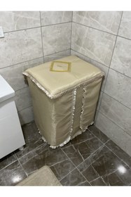 Resim Çalışkan Çeyiz Evi Modern Lüx Simli Çamaşır Makinesi Örtüsü - Gold Sarı Makine Örtüsü 
