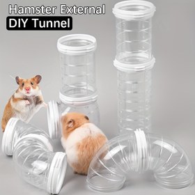 Resim Esnek ve şeffaf tüplerle bağlanabilir hamster kafesi boruları - Hamster yaşam alanı tasarımı için modüler egzersiz tüpü 
