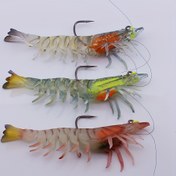 Resim 3-Pack Shrimp-Shaped Soft Fishing Lures - Gerçekçi Yapay Shrimp ile 3 Treble Hooks, Sarı ve Yeşil, Dayanıklı PVC, Tatlı Su ve Tuzlu Su Balıkçılığı için, Depolama Kutusu, Balıkçılık Lureleri ve Yemleri Dahil, Doğal Görünüm, Gerçekçi Tasarım 