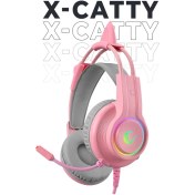 Resim Rampage RM-K91 X-CATTY Pembe USB 7.1 Version RGB (Kedi Kulak) Gaming Oyuncu Mikrofonlu Kulaklık 