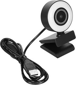 Resim TFixol 1080P HD Web Kamerası Halka Işık Otomatik Odaklı Web Kamerası Dahili Mikrofon Video/Canlı Yayın/Video Konferans Siyah 