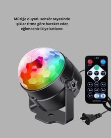 Resim 3 - 269 - Renk 7 Mod Döner Disko - Kmrsfres - Topu Işık Çok Renkli 