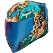 Resim Icon Airflite Pleasure Dome 4 Kapalı Motosiklet Kaskı Mavi Beyaz Kırmızı 