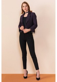 Resim Serpil Exclusive Kadın Püskül Detaylı Kısa Blazer Ceket Mor 