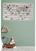 Resim Eğitici Dünya Haritası Dünya Atlası Çocuk Ve Bebek Odası Duvar Sticker -60x105-3803 - Renkli Çok Renkli 