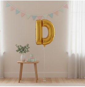 Resim Runaway Altın D Harf Balon 1 Metre Parti Dekoru Çok Renkli 