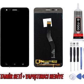 Resim Genos Asus Zenfone 3 Zoom Ze553kl Lcd Ekran Çıtasız Siyah Montaj Kiti Hediye 