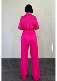 Resim Defymoda Fuşya Jakarlı Biye Takım Fuşya 