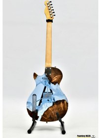 Resim Elektro Gitar Custom Epoksi & Yıllanmış Ağaç Kişiye Özel Mavi 