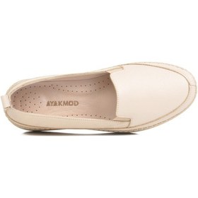 Resim Bej Hakiki Deri Anatomik Kadın Casual Ayakkabı F-7010 Z Bej 
