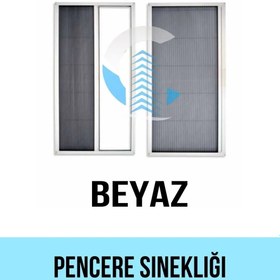 Resim Pileli Plise Sürgülü Akordiyon Beyaz Yatay Pencere Sinekliği 0-70 x 0-140 İstenilen Ölçüde 
