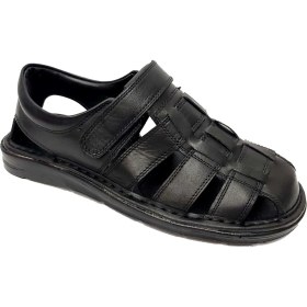 Resim Moda Ayakkabı 0453 Siyah Deri Erkek Sandalet 